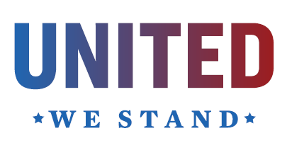 Gradient logo with text United We Stand
